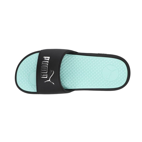 PUMA • Cool Cat Slide Sandals • Size 7 Womens • Black/Fair Aqua/Silver - Picture 1 of 5
